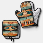 Native Amerikaans zuidwestelijk ontwerp gepersonal Ovenwant & Pannenlap Set (Voorkant / Achterkant)