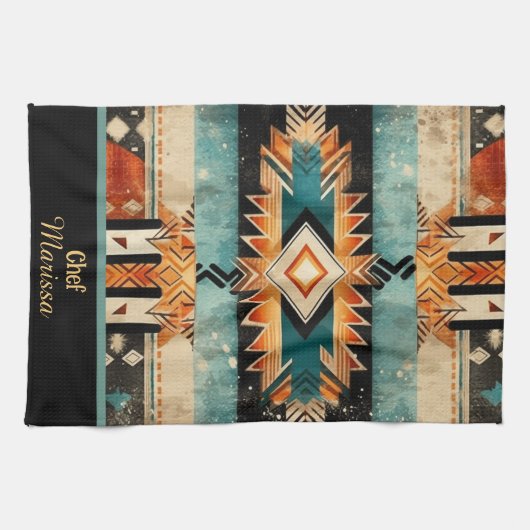 Native Amerikaans zuidwestelijk ontwerp gepersonal Theedoek (Horizontaal)