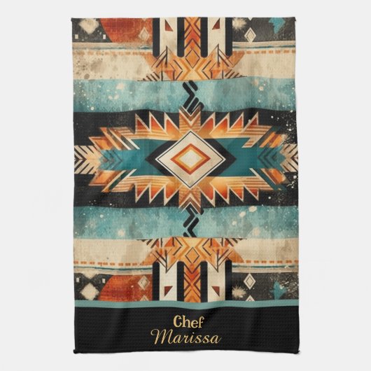Native Amerikaans zuidwestelijk ontwerp gepersonal Theedoek (Verticaal)