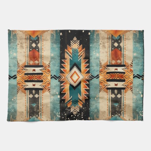 Native Amerikaans zuidwestelijk ontwerp gepersonal Theedoek (Horizontaal)