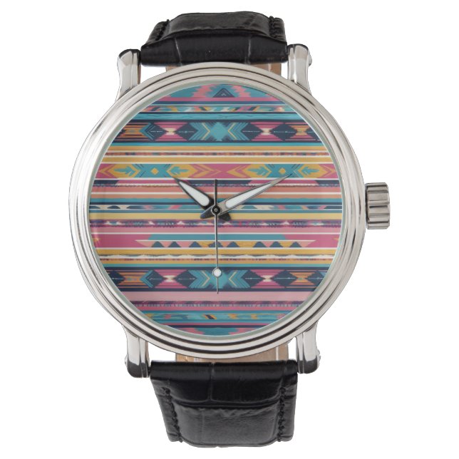Native Amerikaanse Abstracte Tribute S13 Horloge (Voorkant)