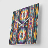 Native Amerikaanse Abstracte Tribute S4 Vierkante Klok (Hoek)