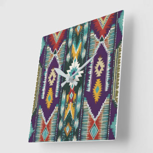Native Amerikaanse Abstracte Tribute S9 Vierkante Klok