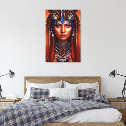 Native Amerikaanse Apache Canvas Print (Insitu (Slaapkamer))