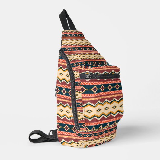 Native Amerikaanse Boho Cultuur Tribal geometrisch Sling Bag (Linkerhoek)