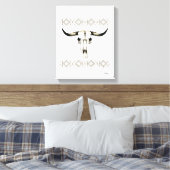 Native Amerikaanse Buffalo Skull Mixed Media Kunst Canvas Afdruk (Insitu (Slaapkamer))