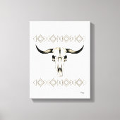 Native Amerikaanse Buffalo Skull Mixed Media Kunst Canvas Afdruk (Voorkant)