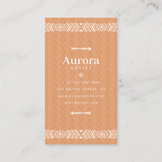 Native Amerikaanse Hut Indiase stijl Boho Monogram Contactkaartje (Achterkant)