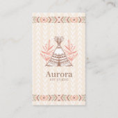 Native Amerikaanse Hut Indiase stijl Boho Monogram Contactkaartje (Voorkant)