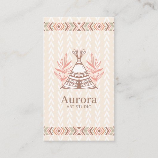 Native Amerikaanse Hut Indiase stijl Boho Monogram Contactkaartje (Voorkant)