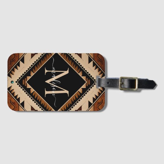 Native Amerikaanse Indiase cultuur Boho stijl mono Bagagelabel (Voorkant (horizontaal))