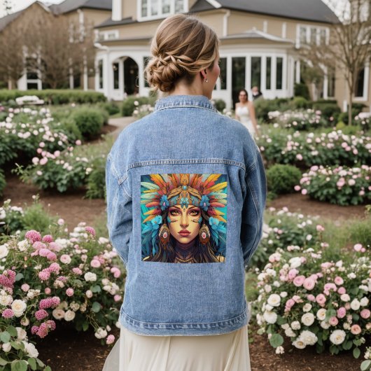 NATIVE AMERIKAANSE INDIASE VROUW Denim jean jas Denim Jacket (Huwelijk Achterkant)