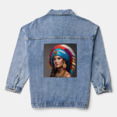 NATIVE AMERIKAANSE INDIASE VROUW Denim jean jas Jacket (Achterkant)