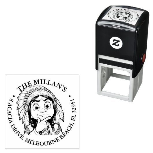 Native Amerikaanse jongen Shocked thema Zelfinktende Stempel (In situ)