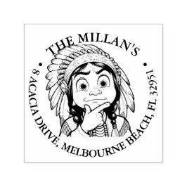 Native Amerikaanse jongen Shocked thema Zelfinktende Stempel