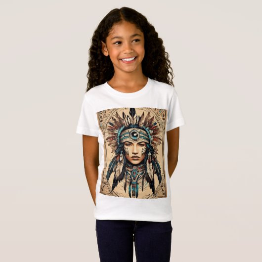 Native Amerikaanse meisjes T-shirt (Voorkant volledig)