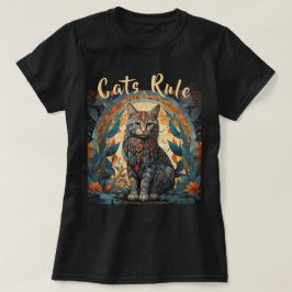 Native Amerikaanse Pop Art Style Cats Rule Tekst b T-shirt