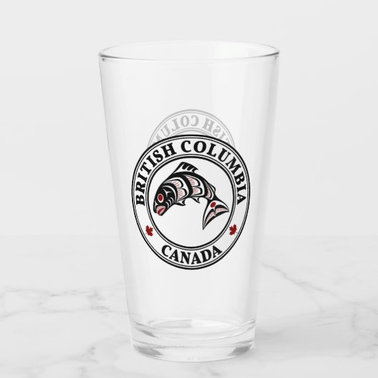 Native Amerikaanse Rode Zwart Wit Haida Art Zalm Glas (Achterkant)