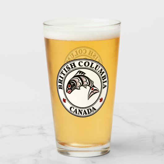 Native Amerikaanse Rode Zwart Wit Haida Art Zalm Glas (Voorkant gevuld)