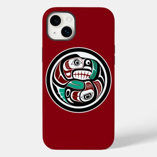 Native Amerikaanse Rode Zwart Wit Haida Otter Zalm Case-Mate iPhone Case (Achterkant)