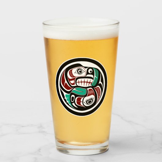 Native Amerikaanse Rode Zwart Wit Haida Otter Zalm Glas (Voorkant gevuld)