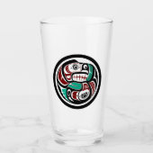 Native Amerikaanse Rode Zwart Wit Haida Otter Zalm Glas (Voorkant)