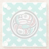 Native Amerikaanse Rode Zwart Wit Haida Otter Zalm Glazen Onderzetter (Achterkant)