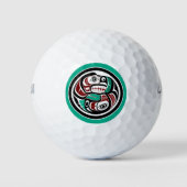Native Amerikaanse Rode Zwart Wit Haida Otter Zalm Golfballen (Voorkant)