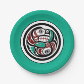 Native Amerikaanse Rode Zwart Wit Haida Otter Zalm Papieren Bordje (Voorkant)