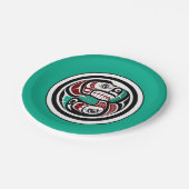 Native Amerikaanse Rode Zwart Wit Haida Otter Zalm Papieren Bordje (Gekanteld)