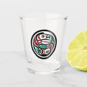 Native Amerikaanse Rode Zwart Wit Haida Otter Zalm Shot Glas