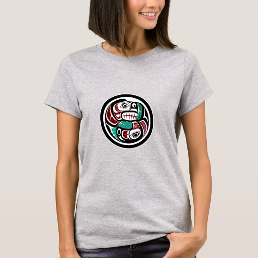 Native Amerikaanse Rode Zwart Wit Haida Otter Zalm T-shirt (Voorkant)