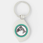 Native Amerikaanse rode zwarte witte haida zalm Sleutelhanger (Voorkant)