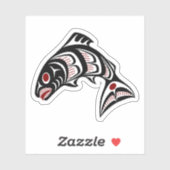 Native Amerikaanse rode zwarte witte haida zalm Sticker (Vel)