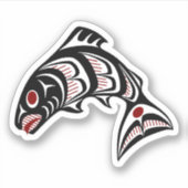Native Amerikaanse rode zwarte witte haida zalm Sticker (Voorkant)