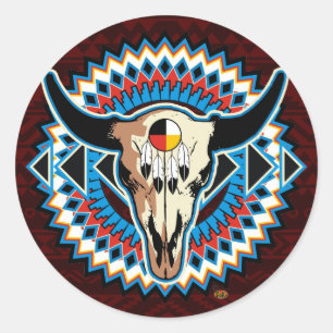 Native Amerikaanse ronde schedel sticker