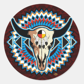 Native Amerikaanse ronde schedel sticker