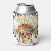 Native Amerikaanse schedel Mode Illustratie Blikjeskoeler (Blikje Achterkant)