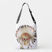 Native Amerikaanse schedel Mode Illustratie Crossbody Tas (Achterkant)