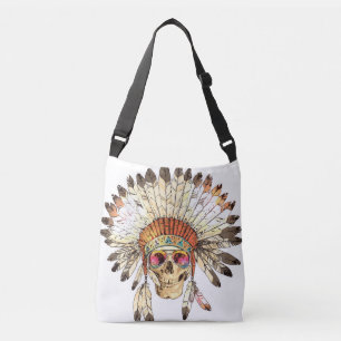 Native Amerikaanse schedel Mode Illustratie Crossbody Tas