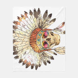 Native Amerikaanse schedel Mode Illustratie Fleece Deken