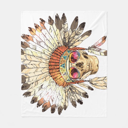 Native Amerikaanse schedel Mode Illustratie Fleece Deken (Voorkant)