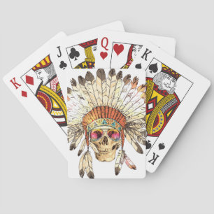 Native Amerikaanse schedel Mode Illustratie Pokerkaarten