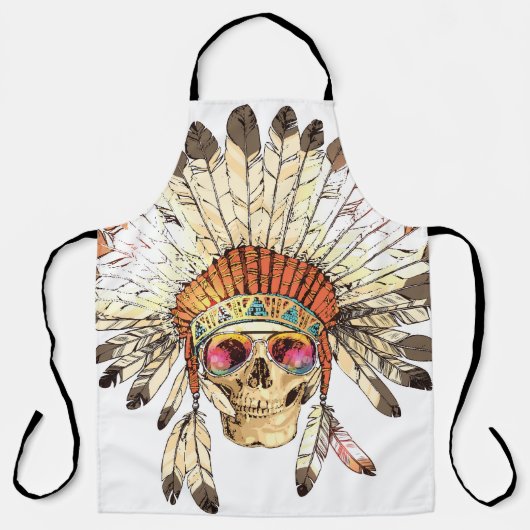Native Amerikaanse schedel Mode Illustratie Schort (Voorkant)
