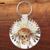 Native Amerikaanse schedel Mode Illustratie Sleutelhanger (Achterkant)