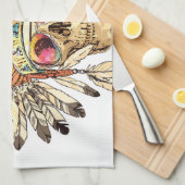 Native Amerikaanse schedel Mode Illustratie Theedoek (Quarter Fold)