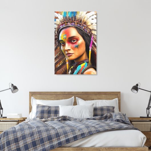 Native Amerikaanse Sioux Canvas Print (Insitu (Slaapkamer))