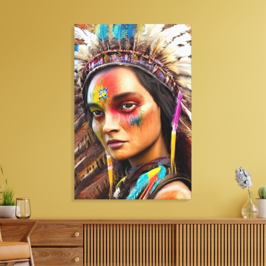 Native Amerikaanse Sioux Canvas Print (Insitu (Woonkamer))