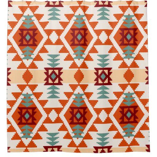 Native Amerikaanse stijl geometrische naadloos Douchegordijn (Voorkant)