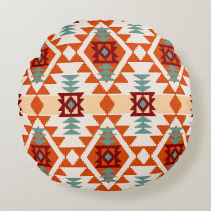 Native Amerikaanse stijl geometrische naadloos Rond Kussen